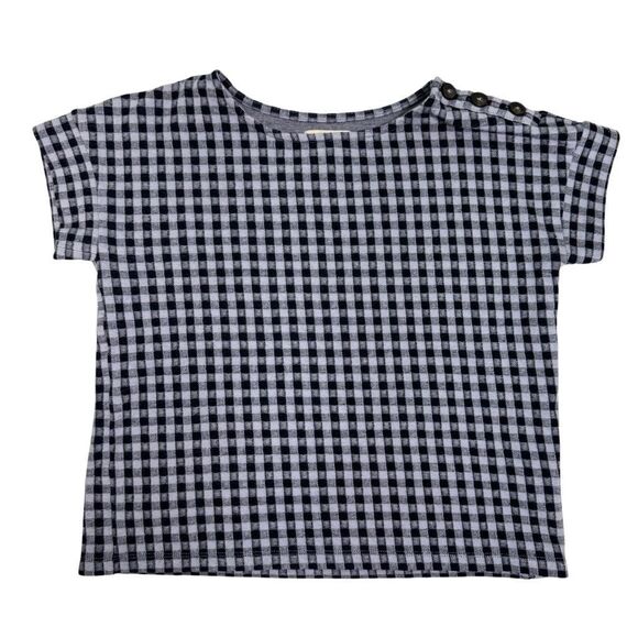 Madewell Gingham Knit Seersucker‎ Button Shoulder Top Faded Lavender Women’s XS - Picture 3 of 9